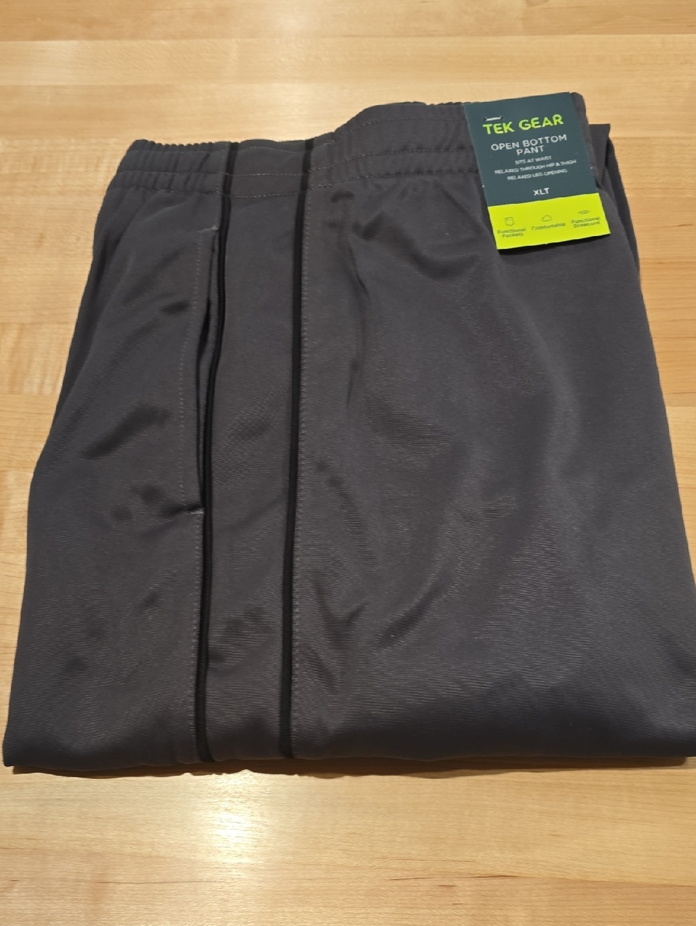 Men's XLT tek gear GRAY with BLACK  Athletic Open-Bottom Pants
